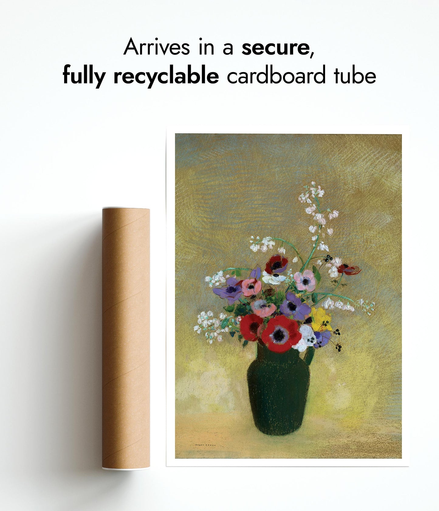 Large Green Vase with Mixed Flowers