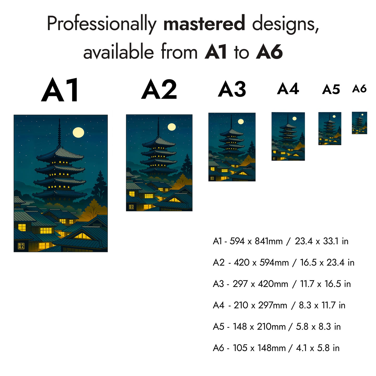 Japon de nuit, anime en estampe sur bois