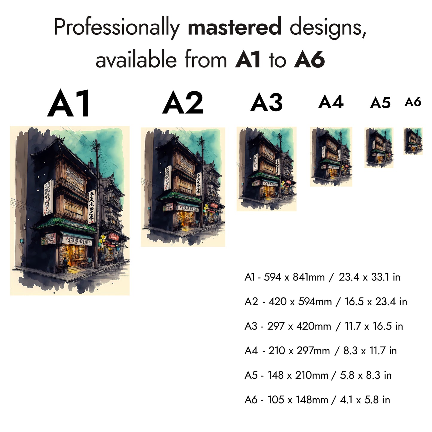 Aquarel Japanse Straatleven Collectie