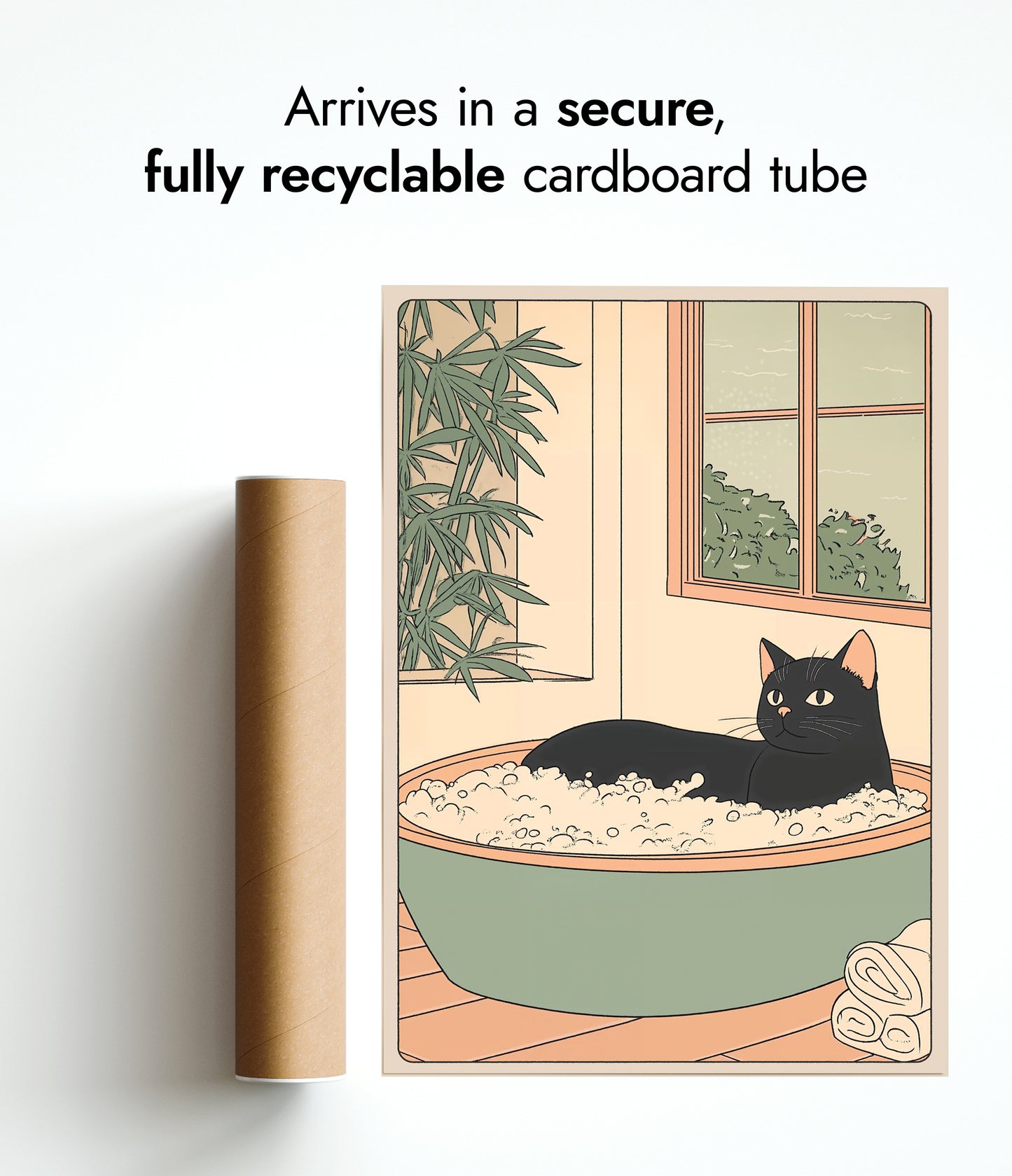 Black Cat in Green Tub