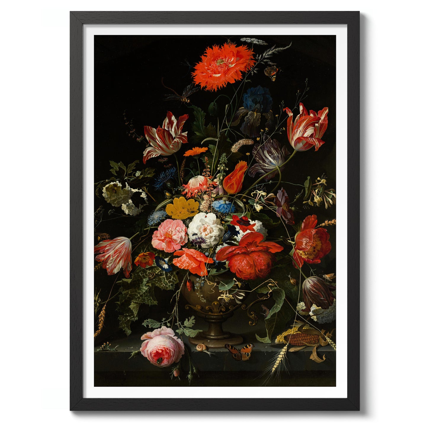 Flowers in a Metal Vase