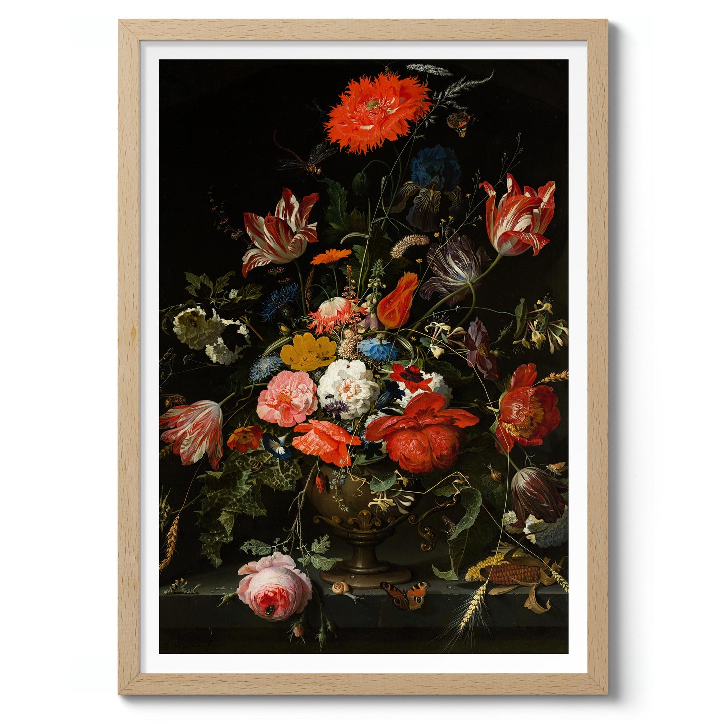 Flowers in a Metal Vase