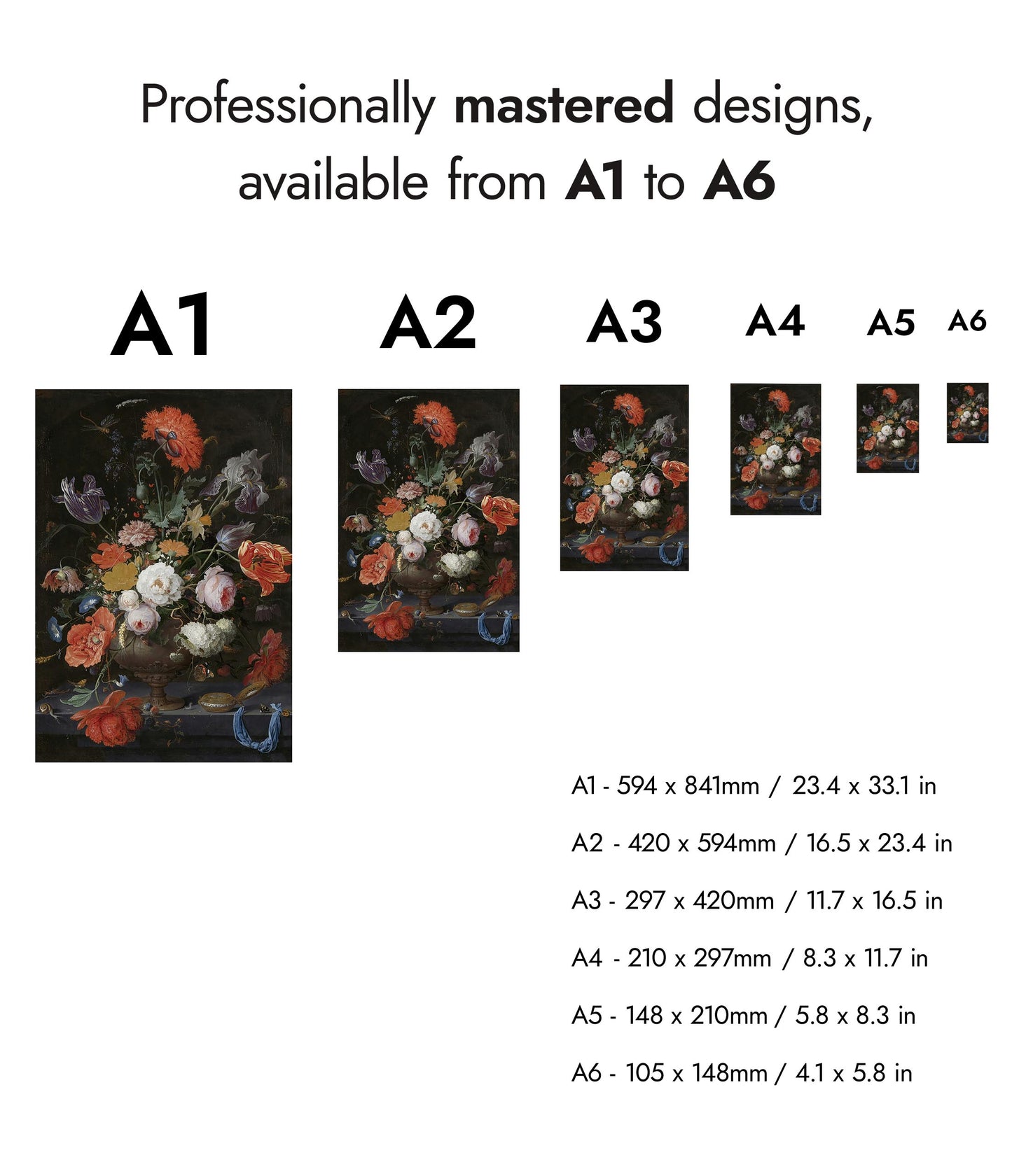 Stilleben med blommor och en klocka