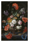 Nature morte avec des fleurs et une montre print