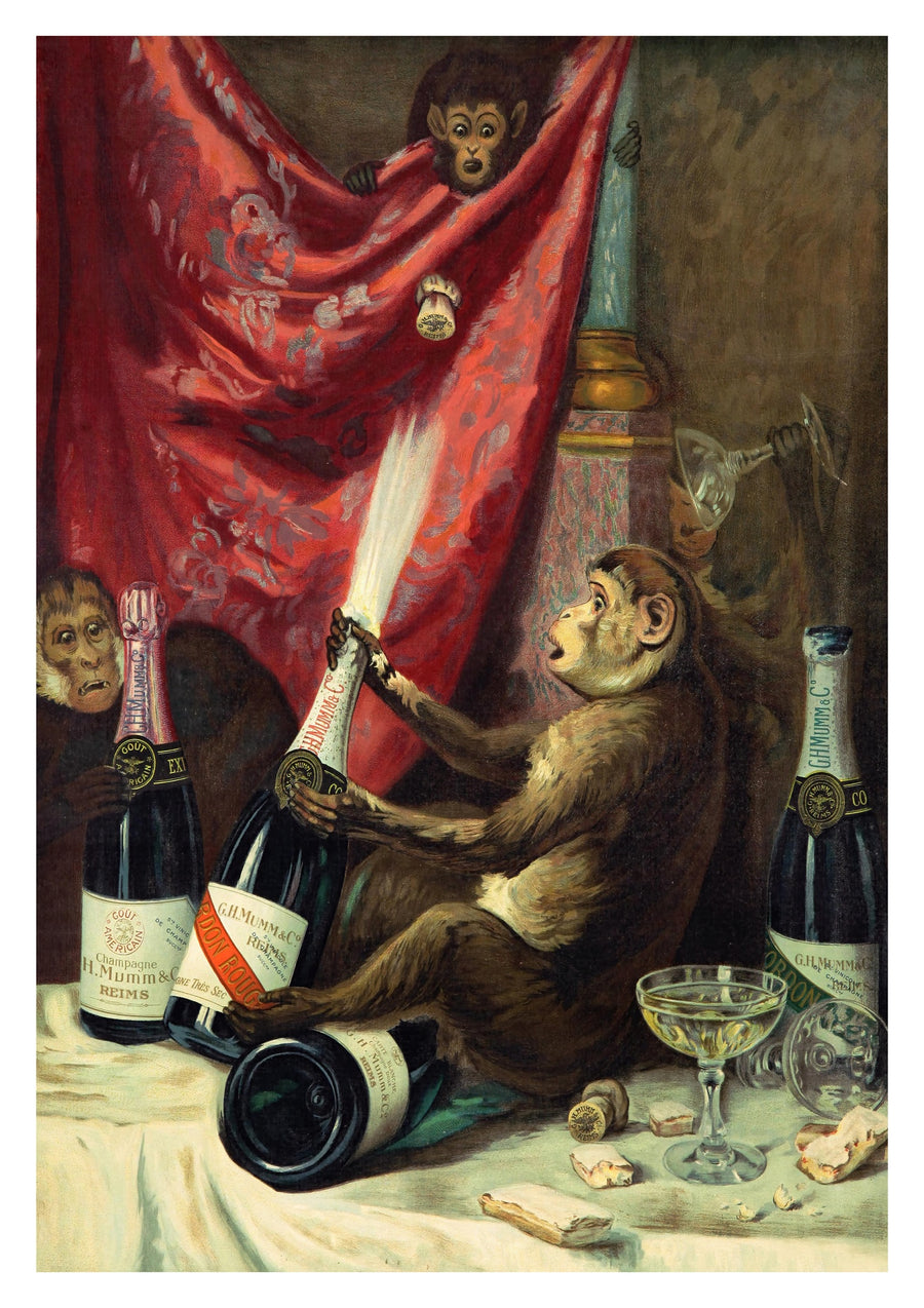Champagner-Affen - Print Only frame