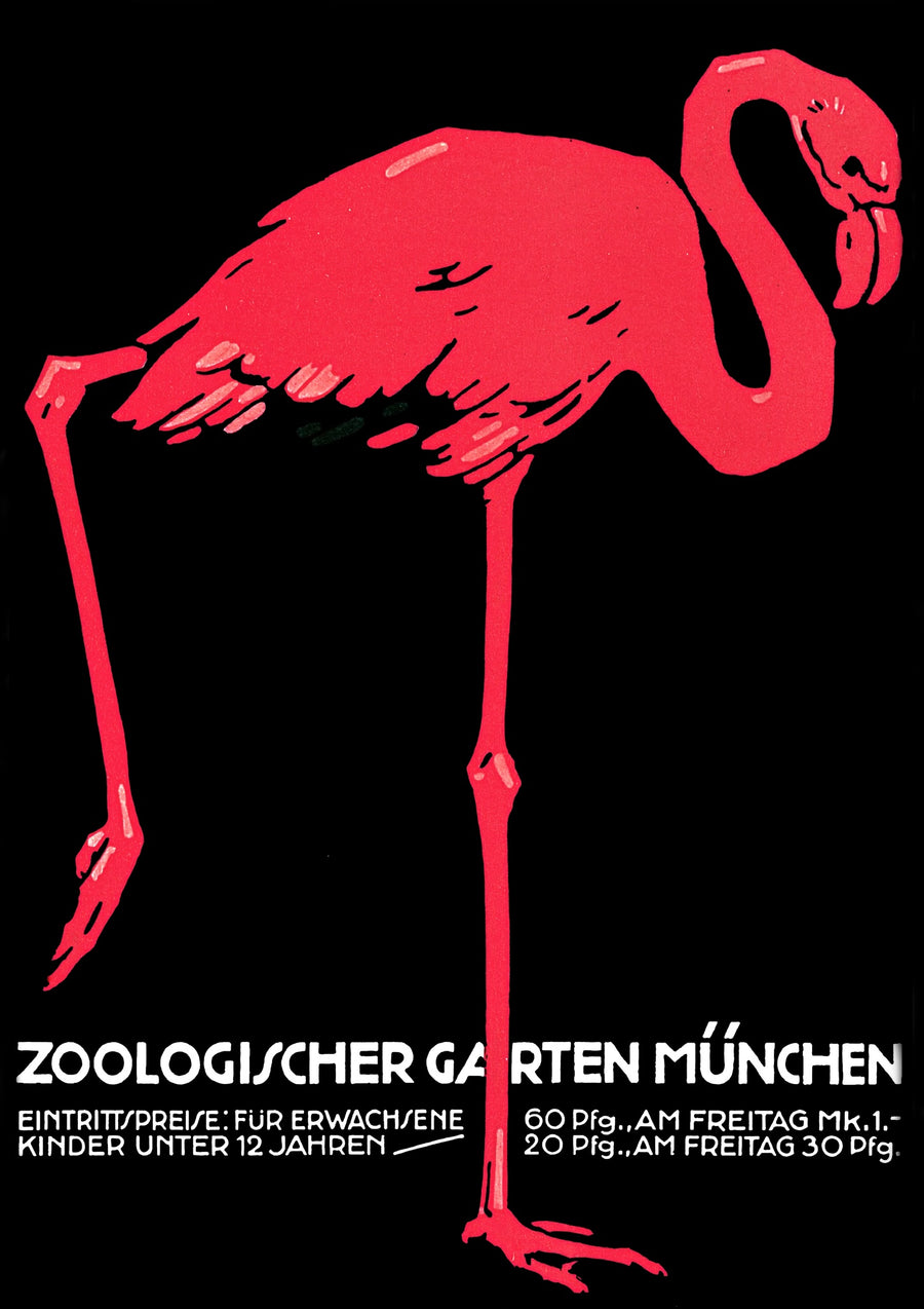 1912 Rosa Flamingo, München - Print Only frame
