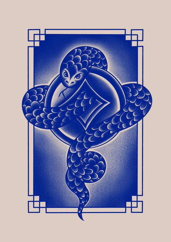 Snake, Chinese Zodiac Blue