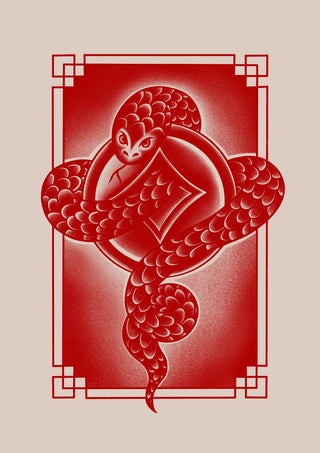 Snake, Chinese Zodiac Red print