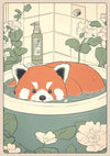 Red Panda Bathtime print