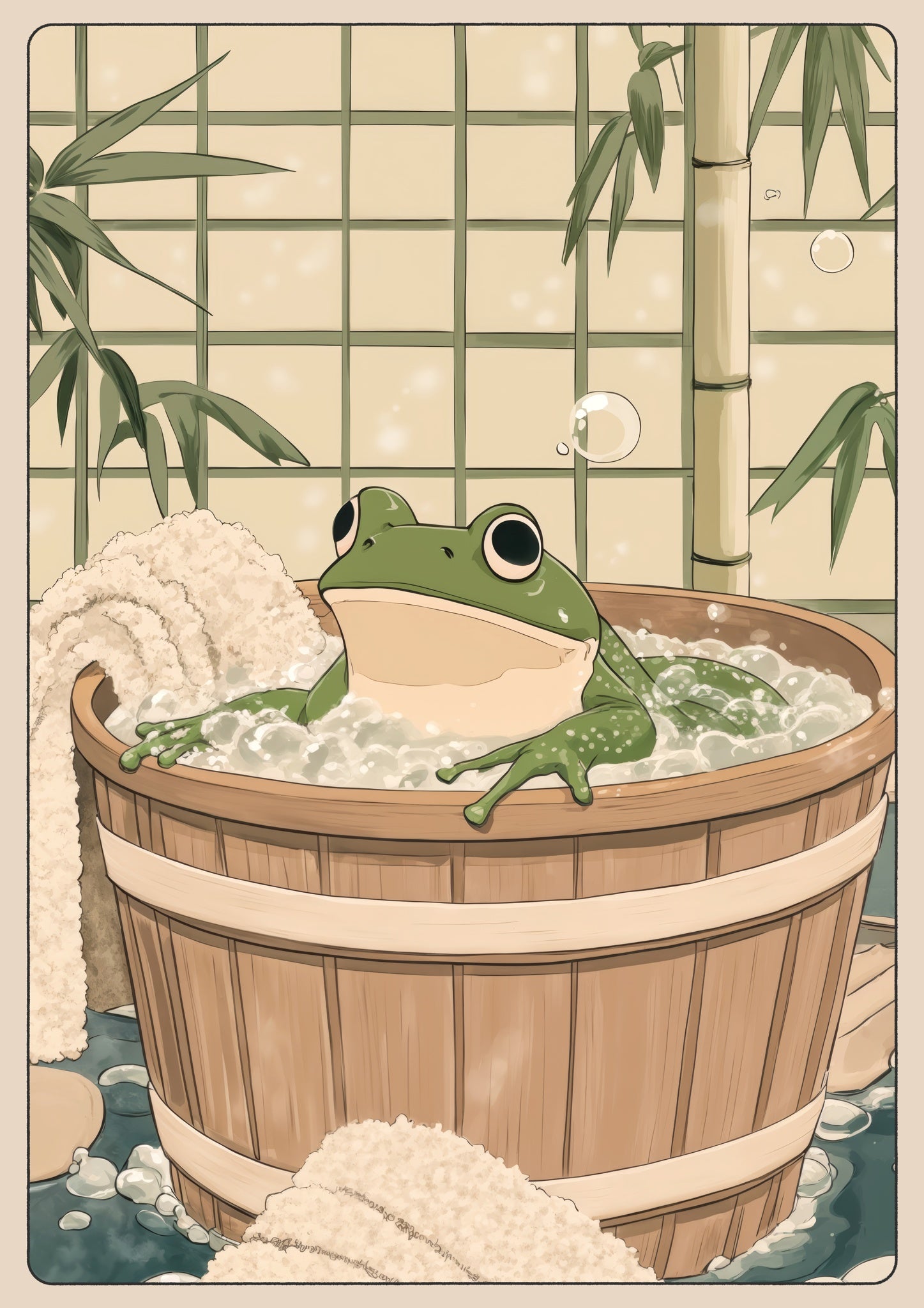 日本限定 Onsen frog cat Ban Frog | Japanese metal print, 3In 日本