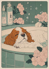 King Charles Spaniel Bathtime print
