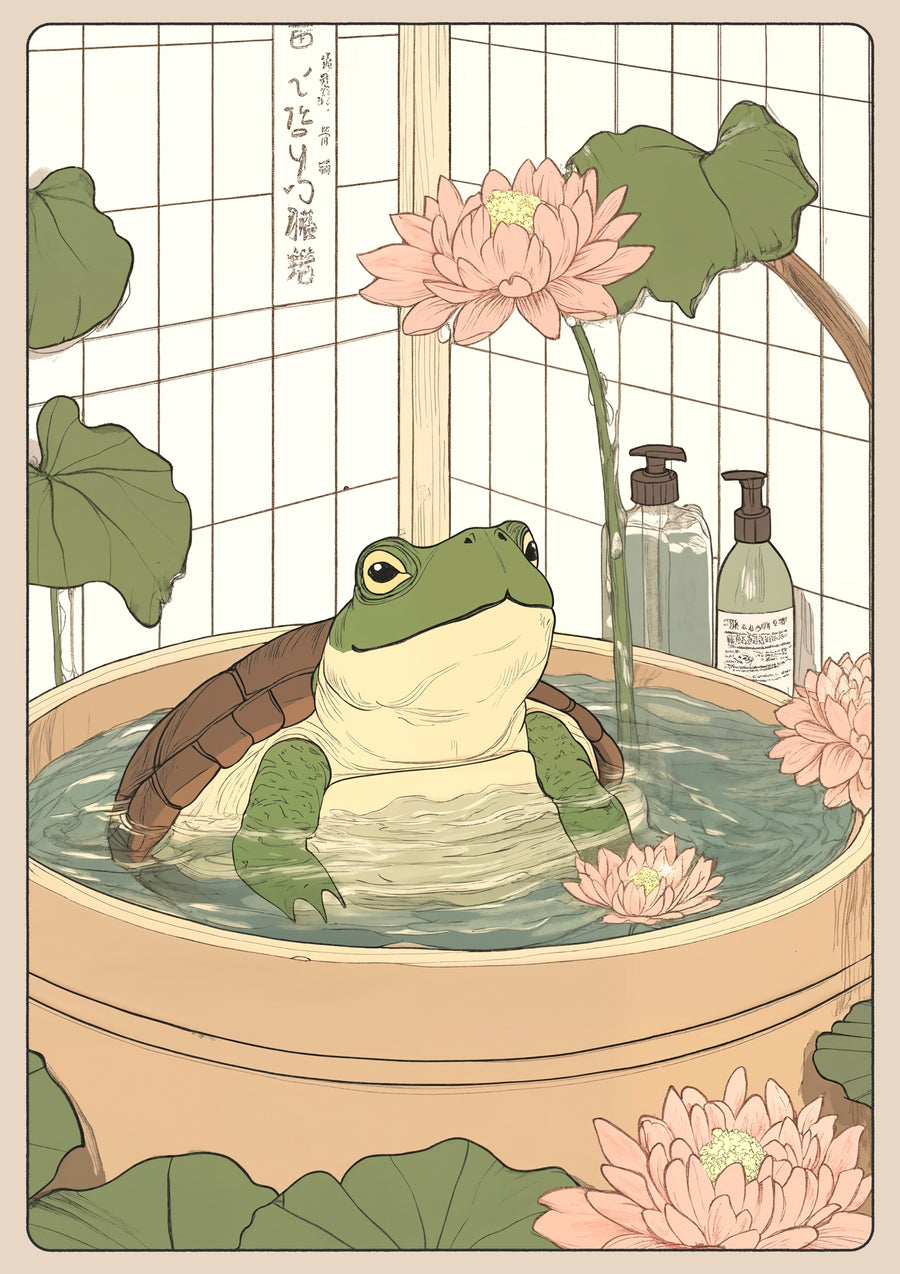 L'heure du bain de la tortue - Print Only frame