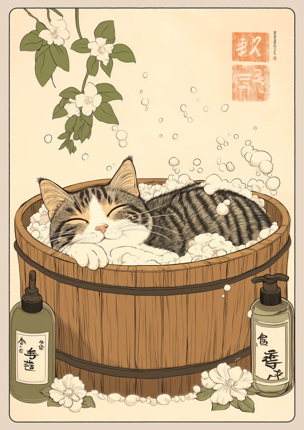 Sleepy Cat in Tub
