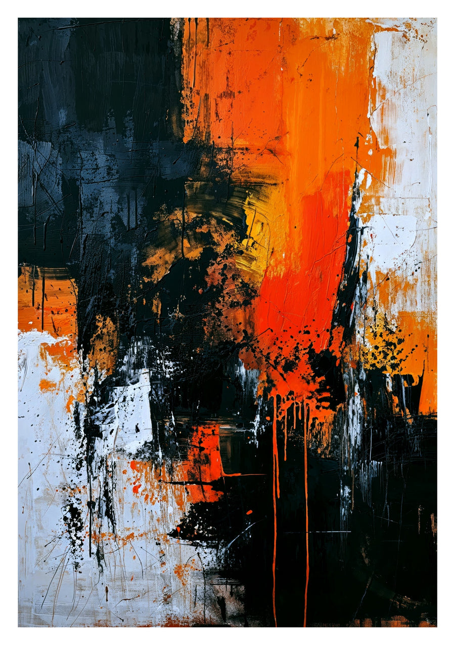 Neutral mit orangefarbenem Schwung, Porträt II - Print Only frame