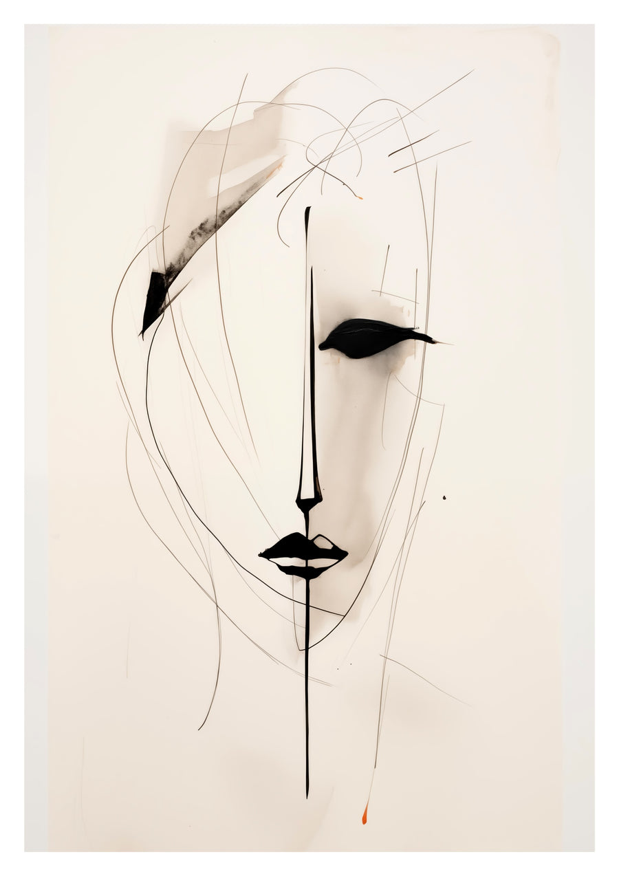 Halfgetekend gezicht - Print Only frame