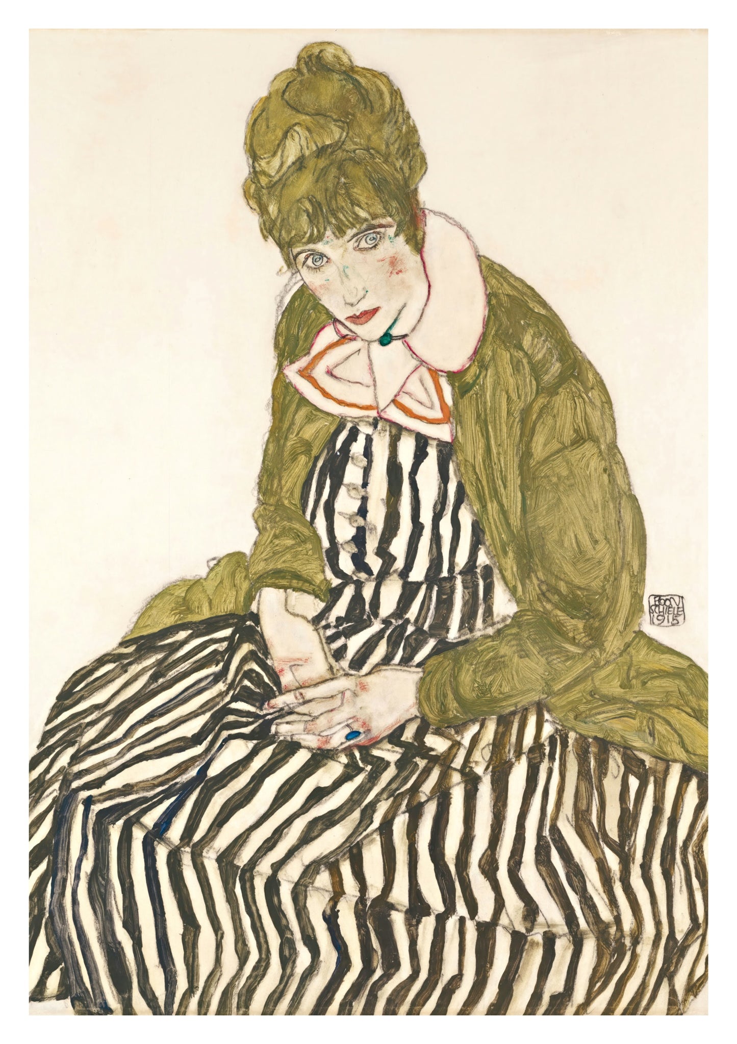 Edith with Striped Dress, Sitting