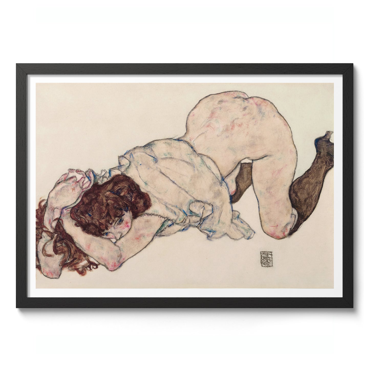 Kneeling Girl Resting on Both Elbows