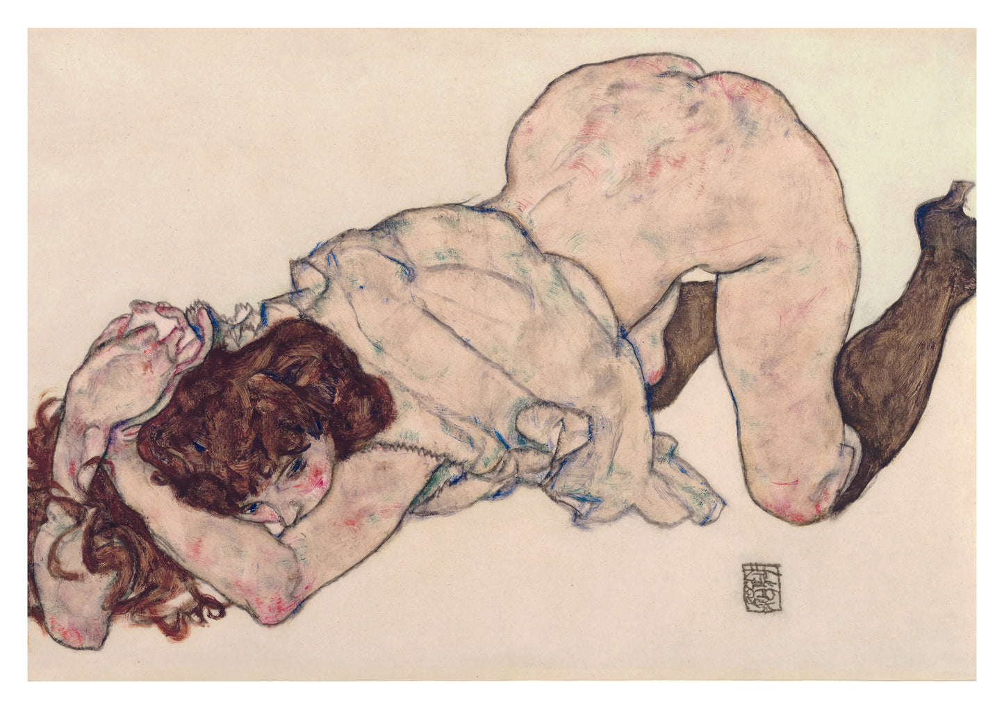 Kneeling Girl Resting on Both Elbows