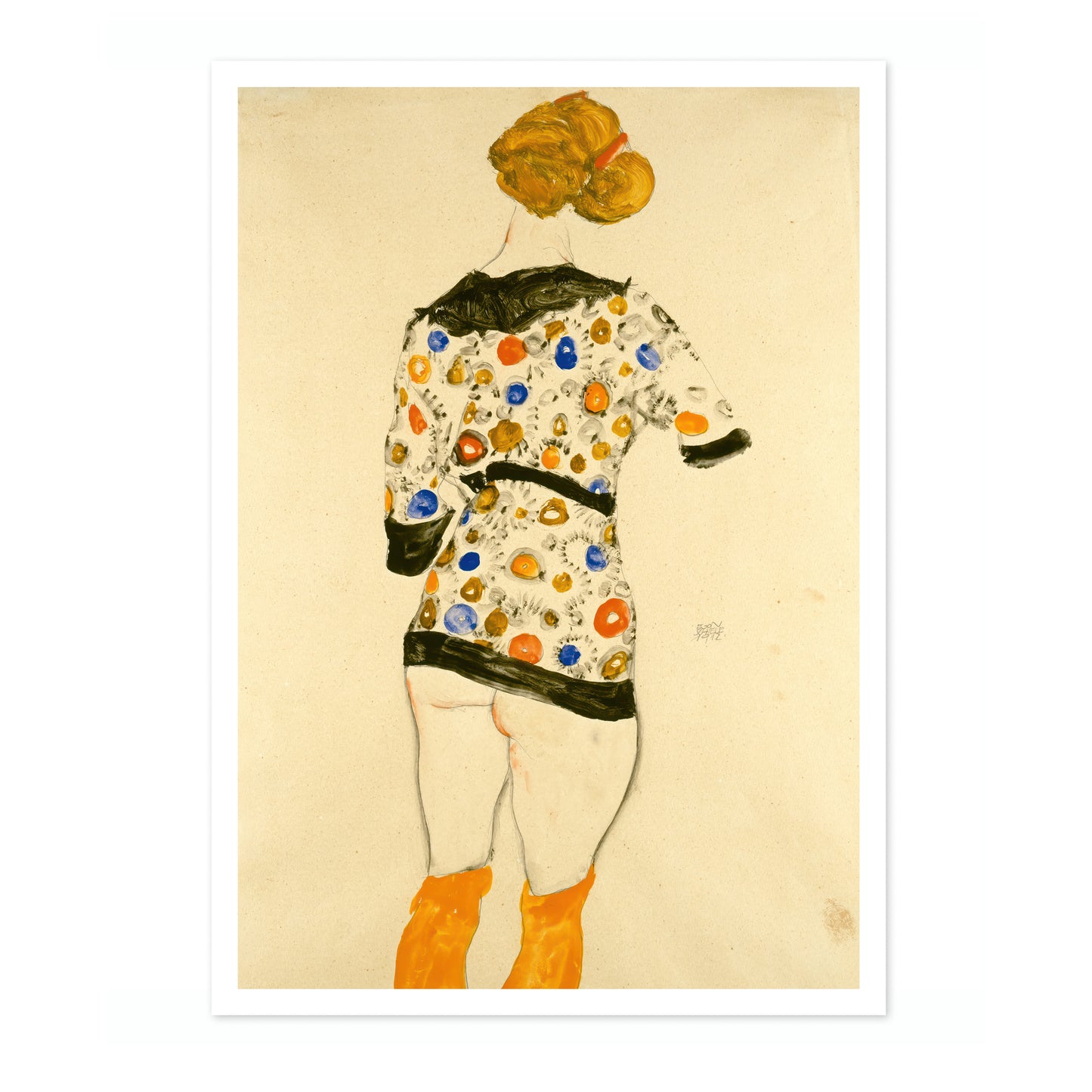 Standing Woman in a Patterned Blouse