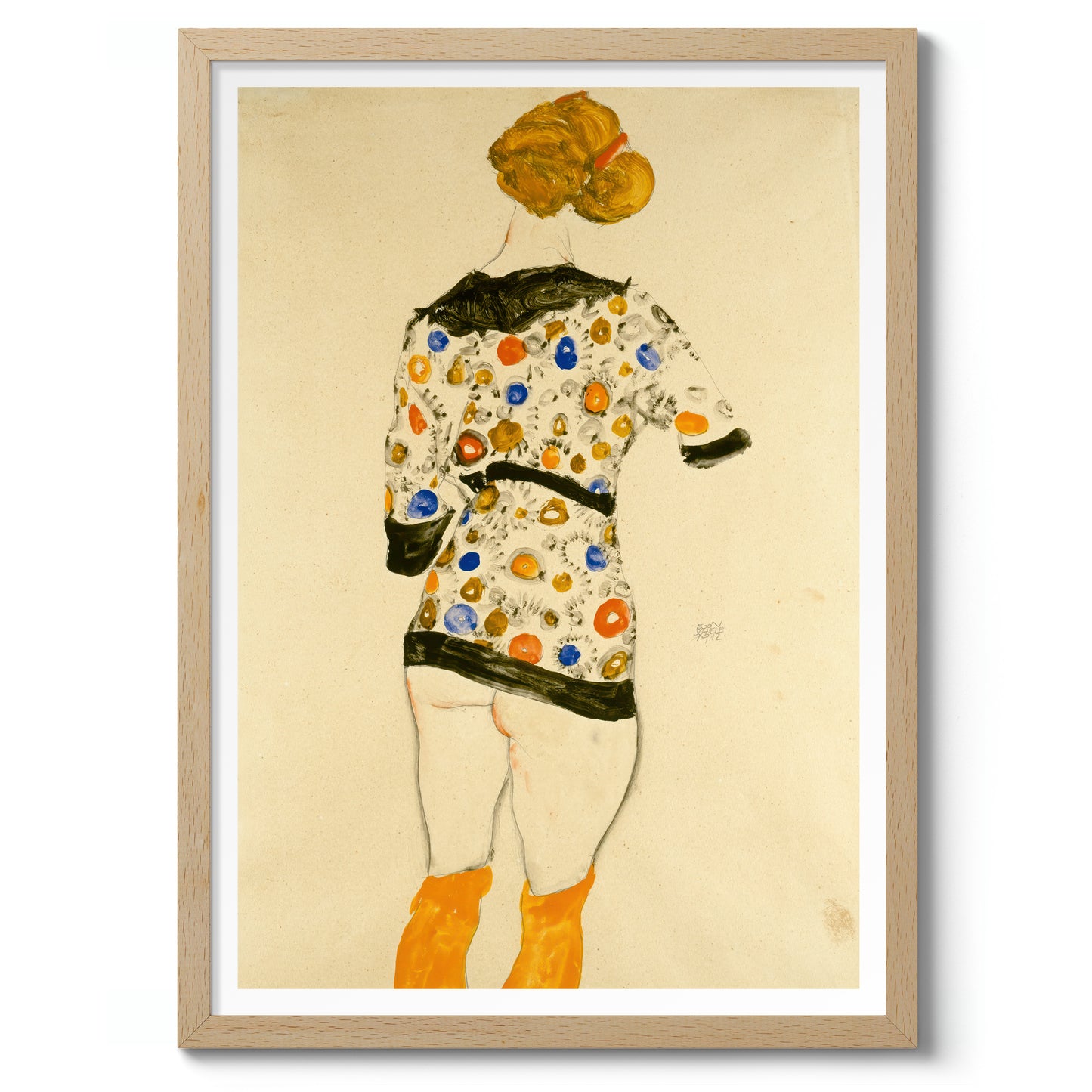 Standing Woman in a Patterned Blouse