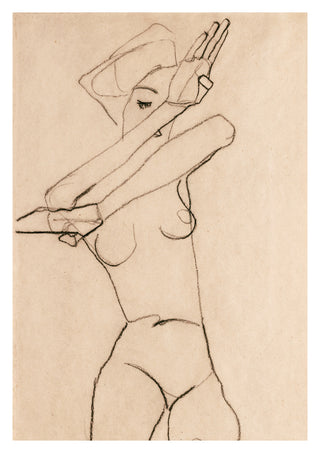 Female Nude with Raised Forearms print
