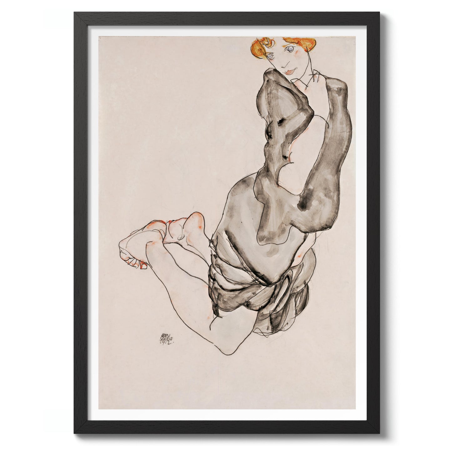 Kneeling Woman with a Grey Cape