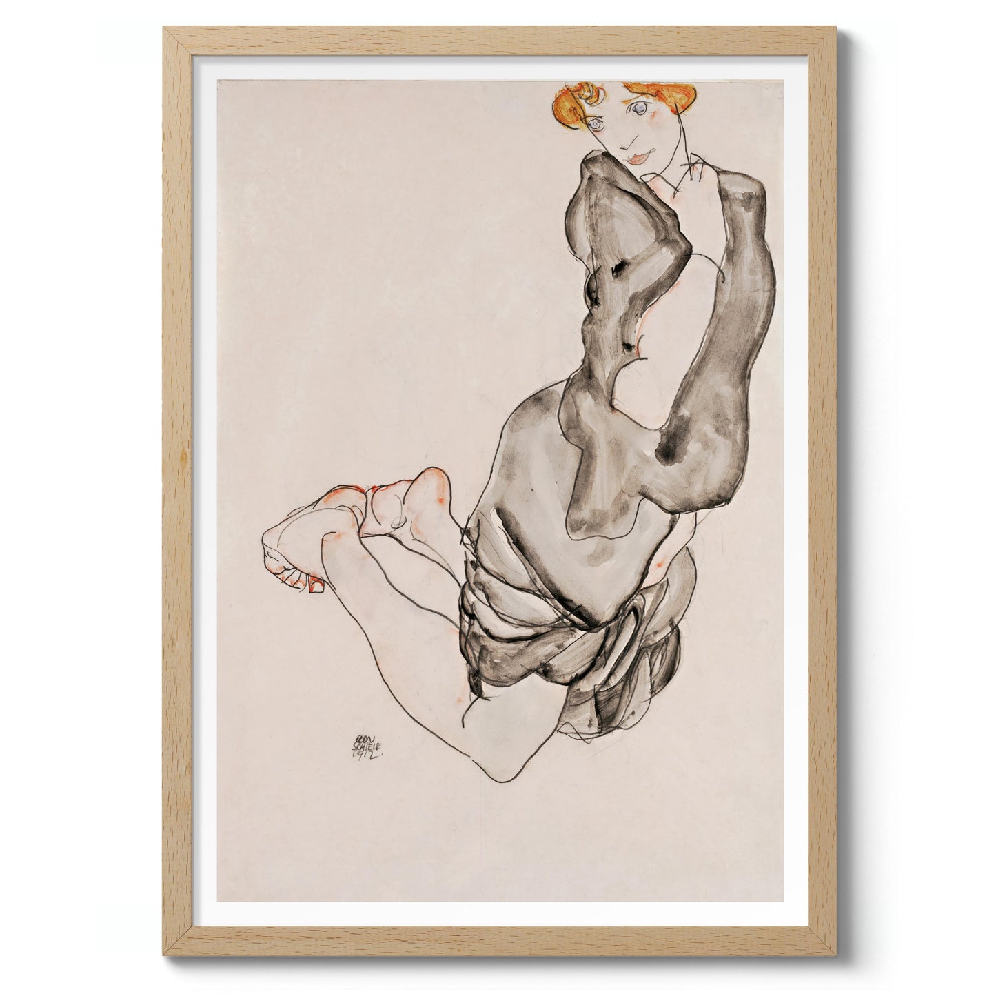 Kneeling Woman with a Grey Cape