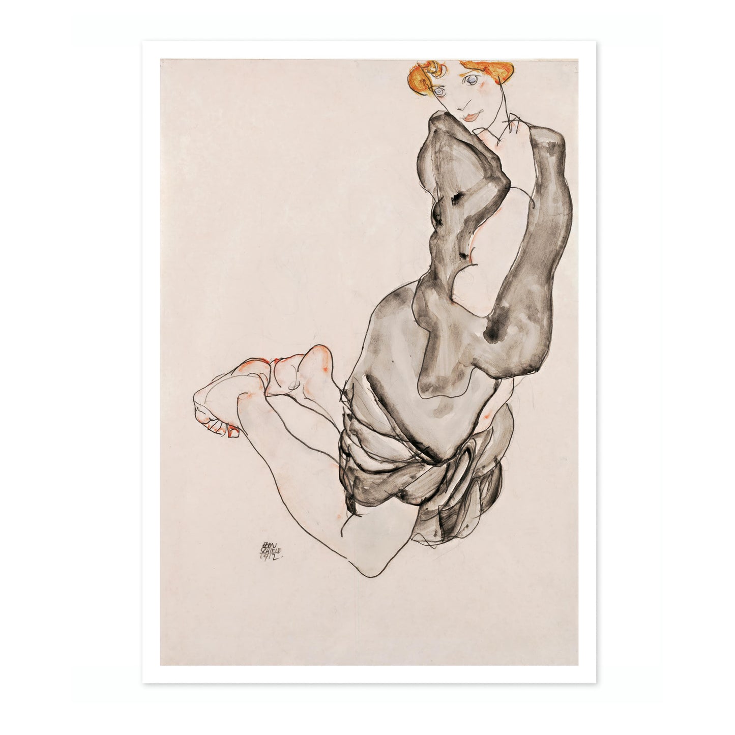 Kneeling Woman with a Grey Cape