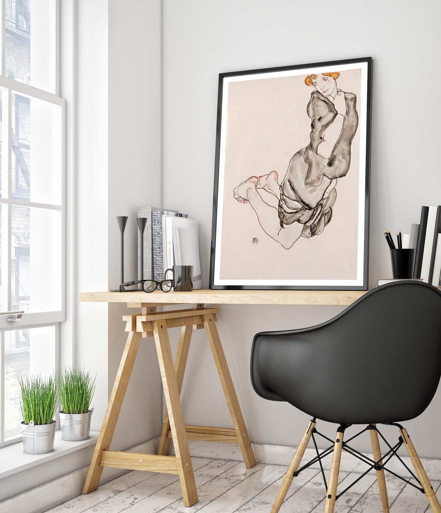 Kneeling Woman with a Grey Cape