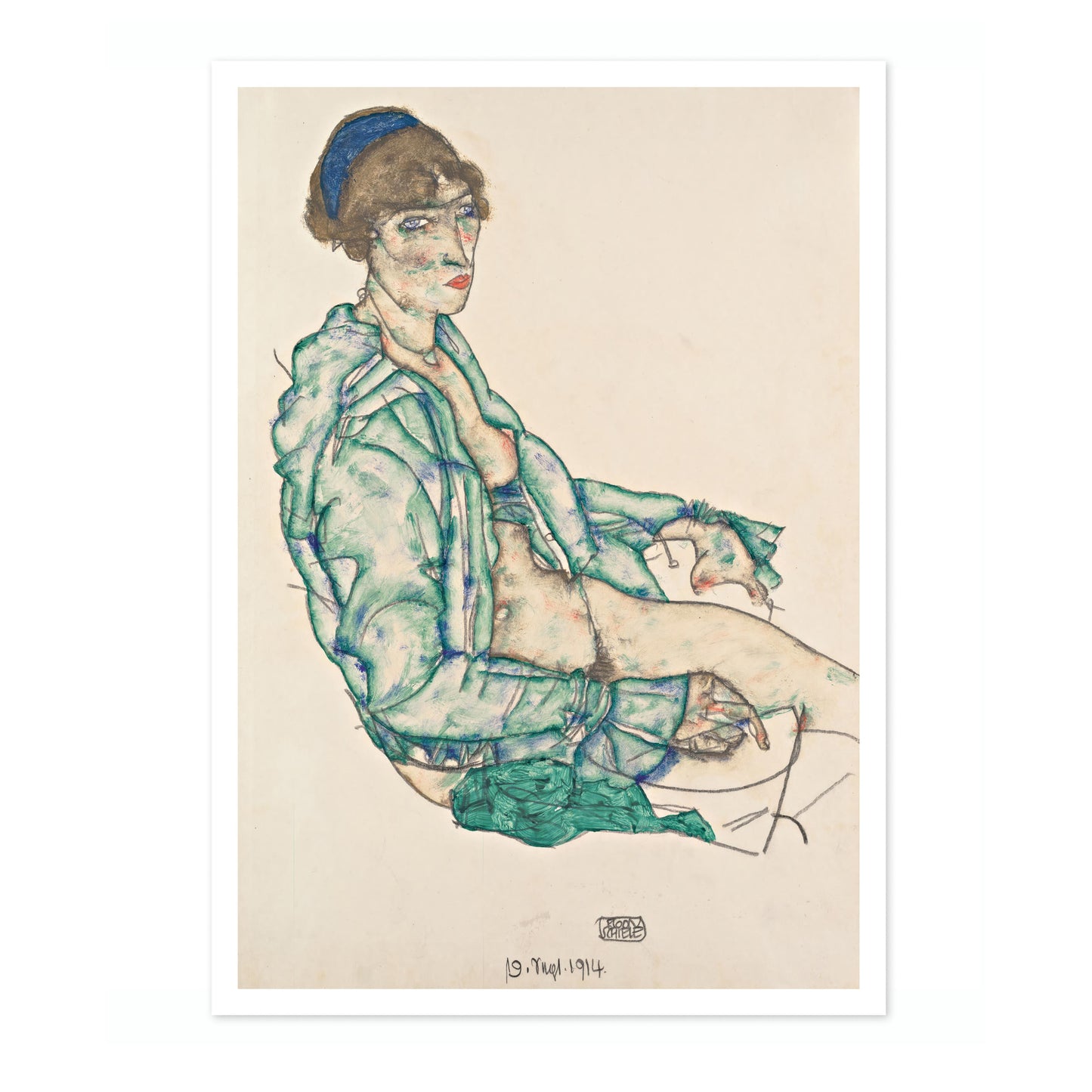 Sitting Semi-Nude with Blue Hairband