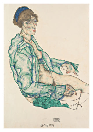 Sitting Semi-Nude with Blue Hairband print