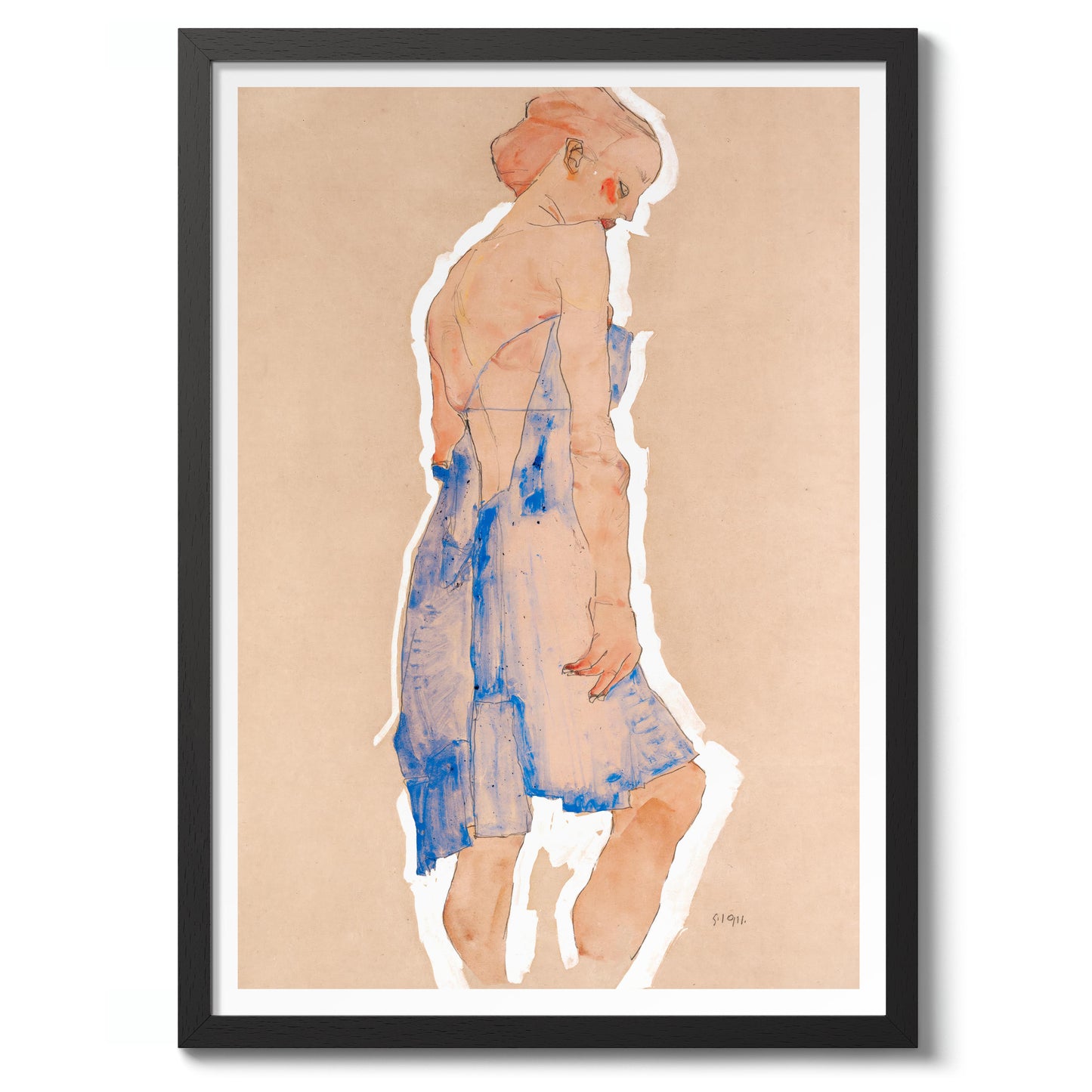 Standing Girl in Blue Dress