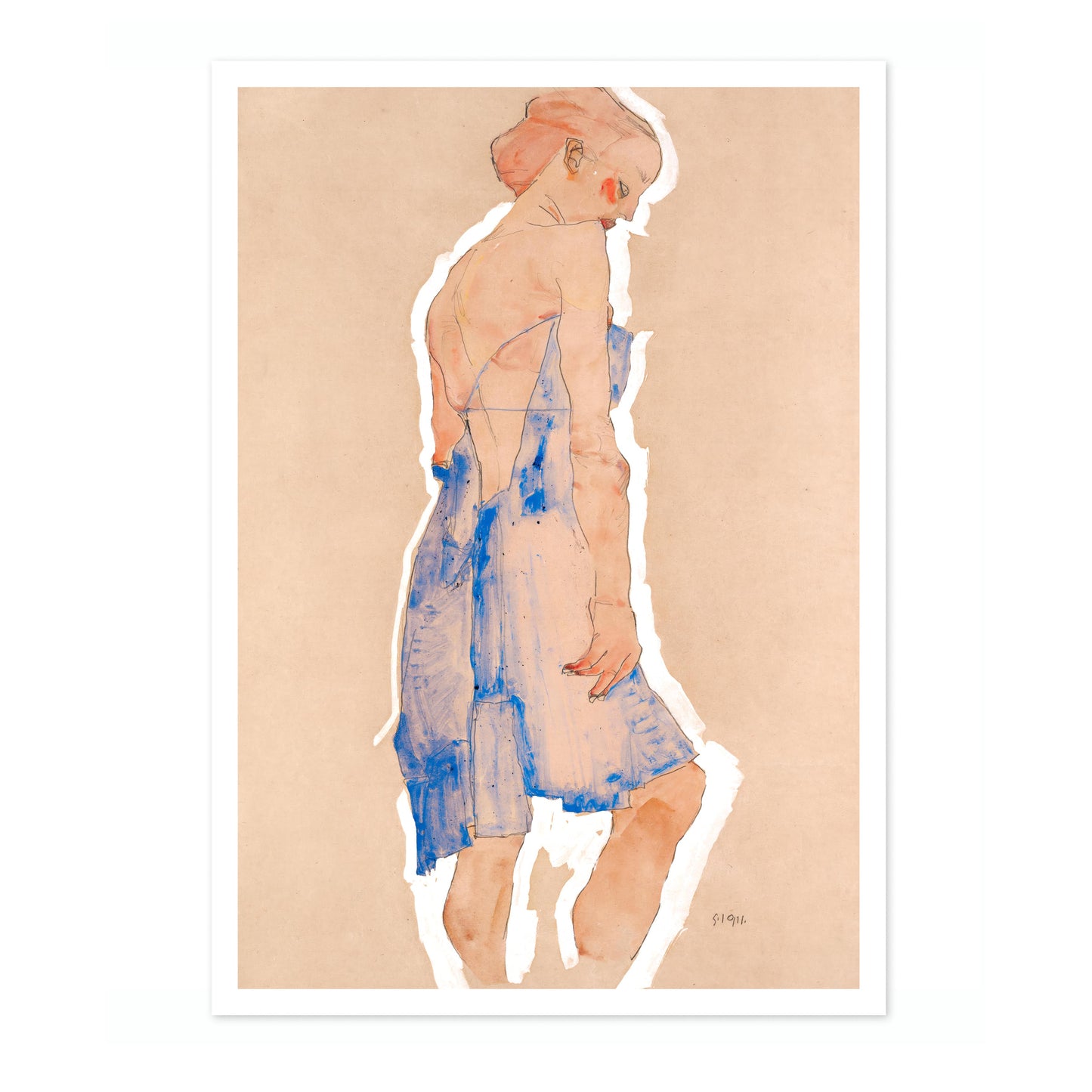 Standing Girl in Blue Dress