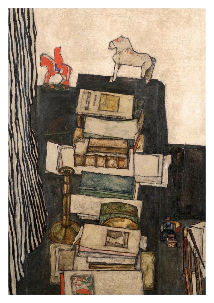 Stilleven met Boeken (Het Bureau van de Kunstenaar) - Print Only frame