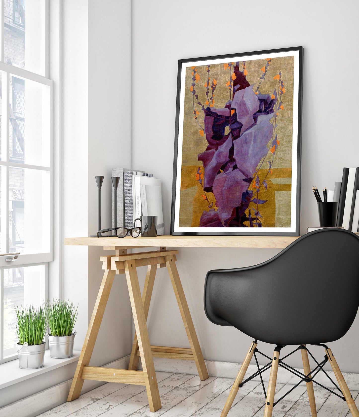 Stylised Flowers in Front of Decorated Background