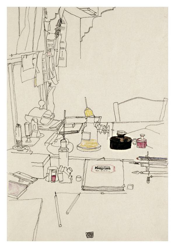 Bureau d'écriture dans le camp de prisonniers de guerre de Muhling