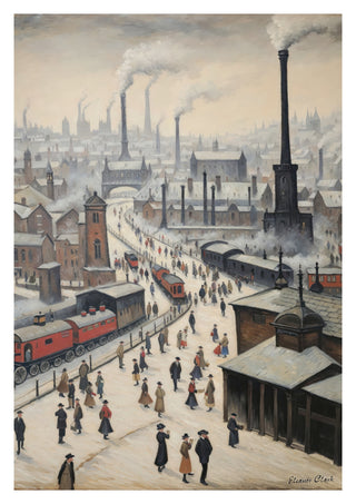 Kohlebetriebene Stadtsilhouette print