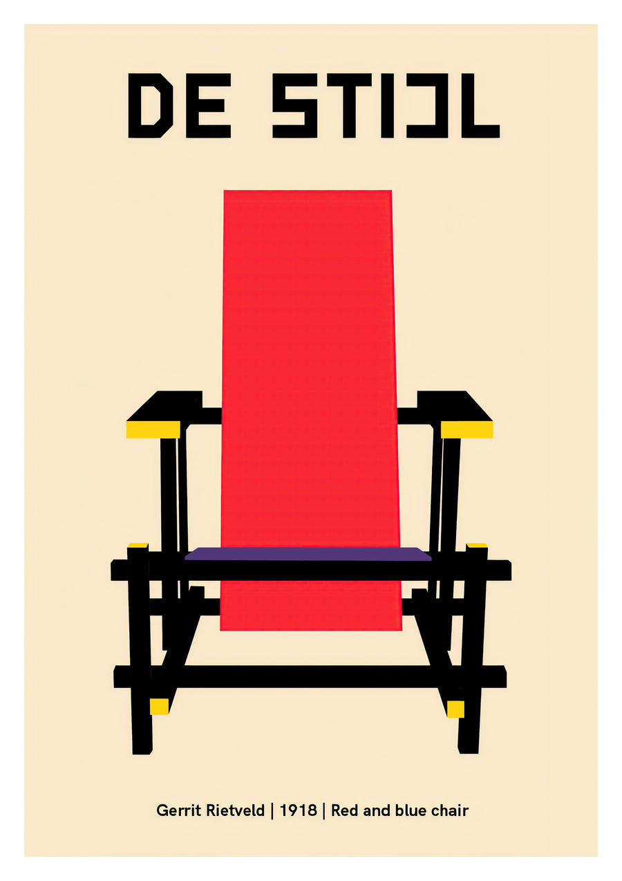 De Stijl - Red & Blue Chair - Print Only frame