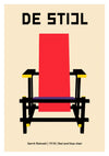 De Stijl - Red & Blue Chair print