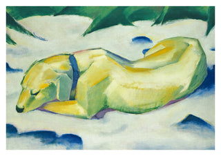 Dog Lying in the Snow print