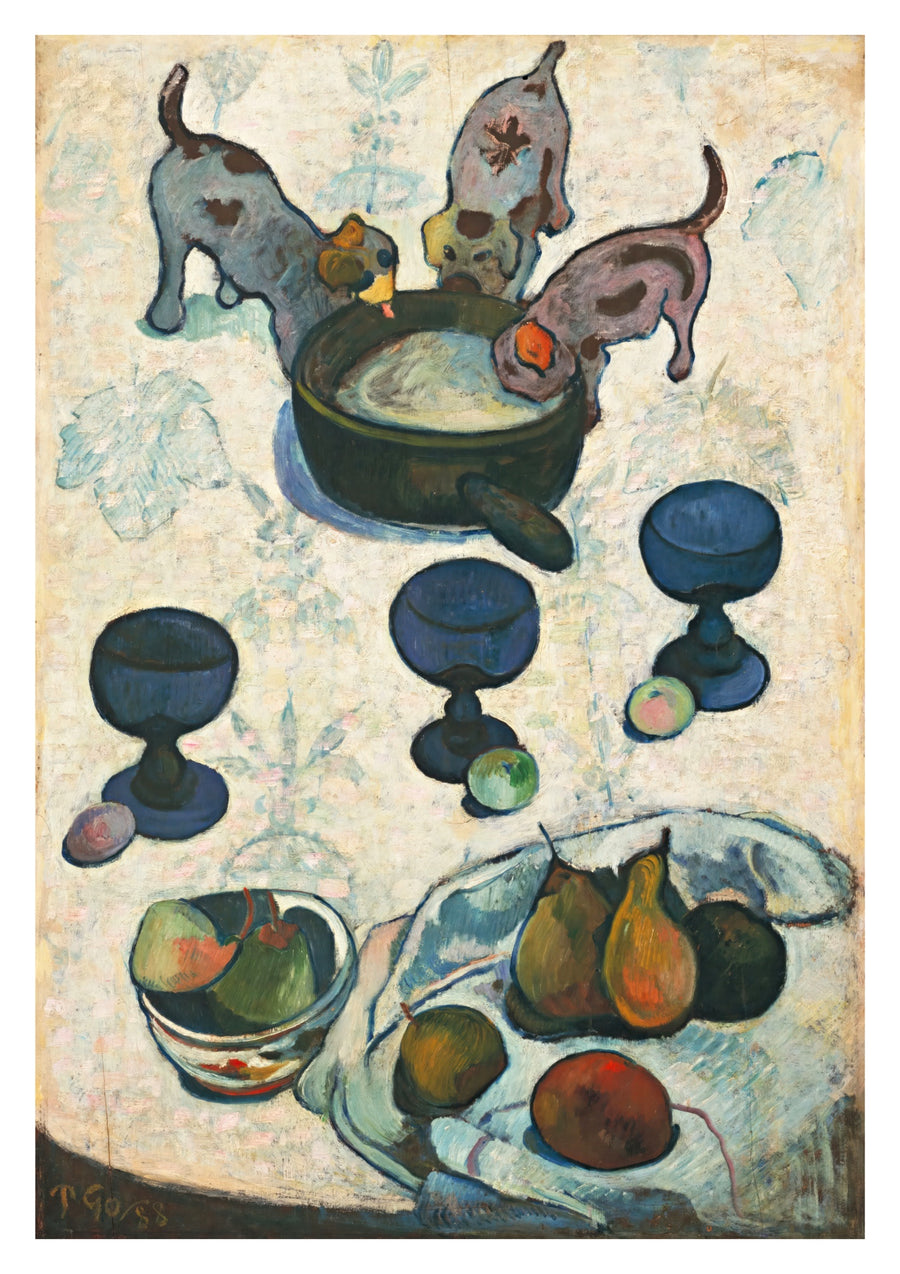 Nature morte avec trois chiots - Print Only frame