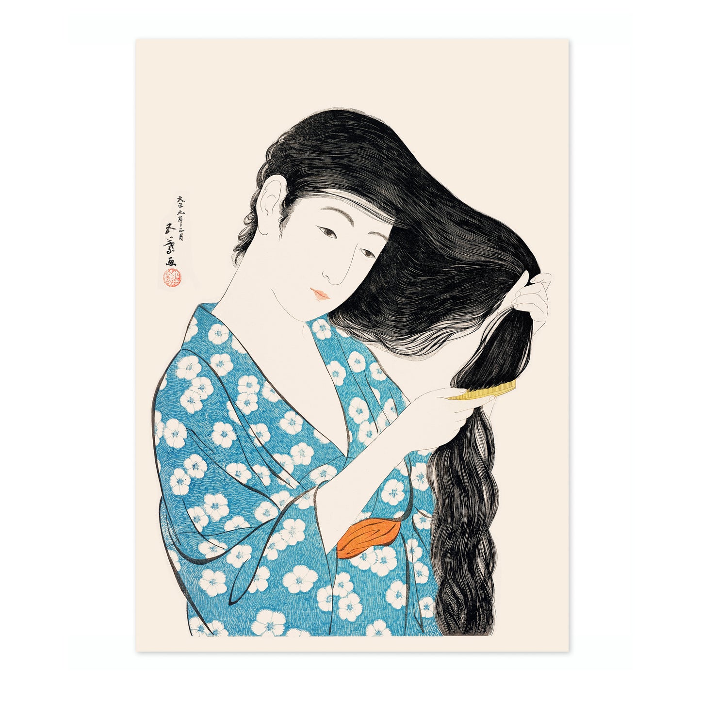 Woman Combing Her Hair