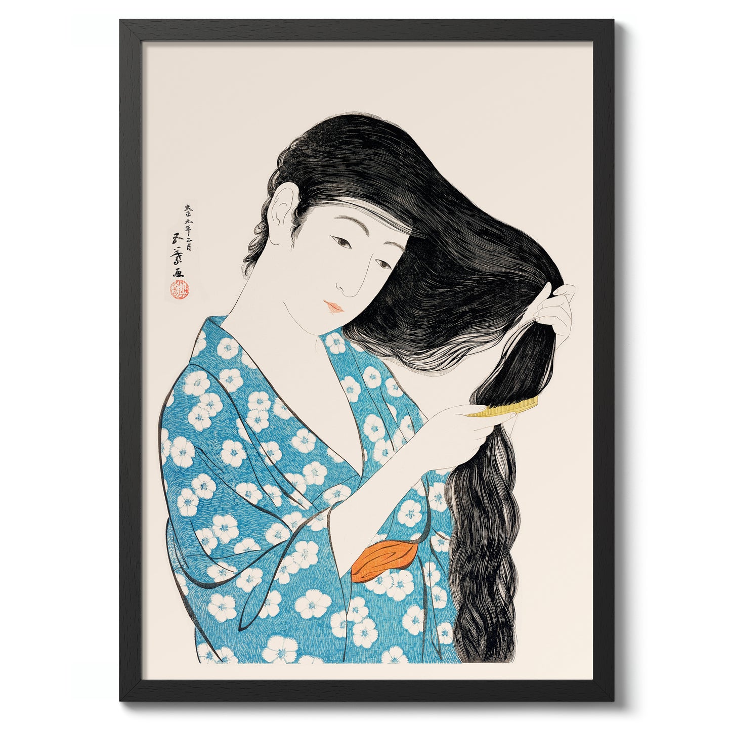 Woman Combing Her Hair