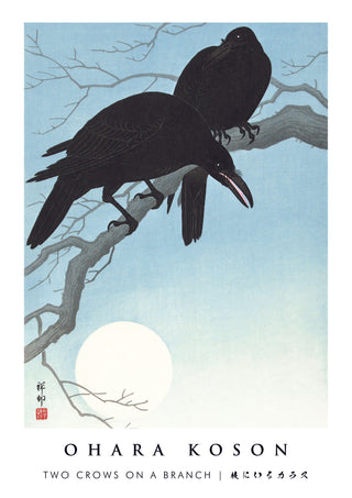Zwei Krähen auf einem Ast print