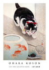Katt och guldfiskbägare print