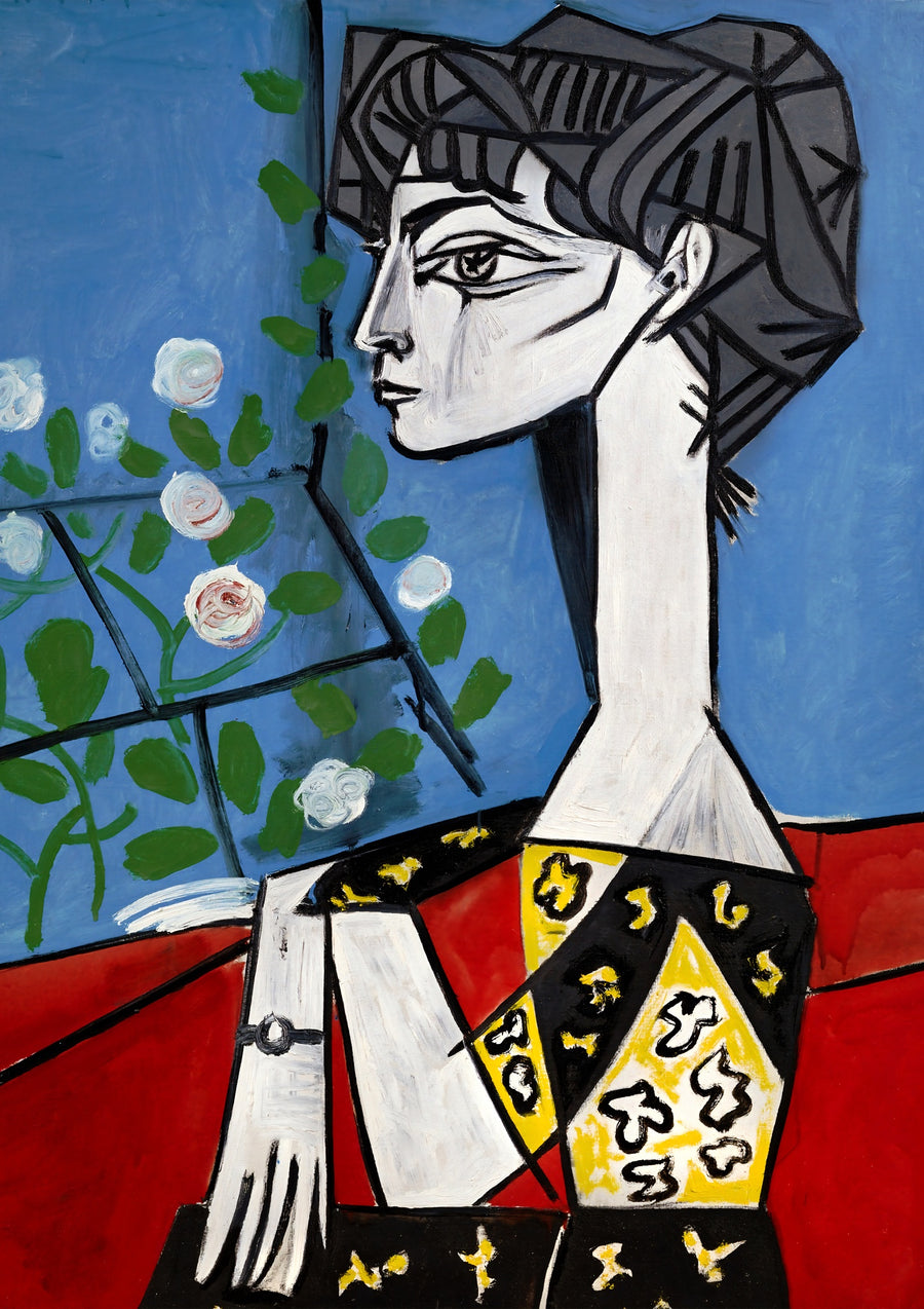 Jacqueline mit Blumen - Print Only frame