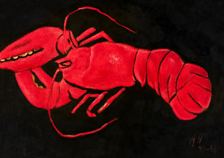 Homard sur fond noir print