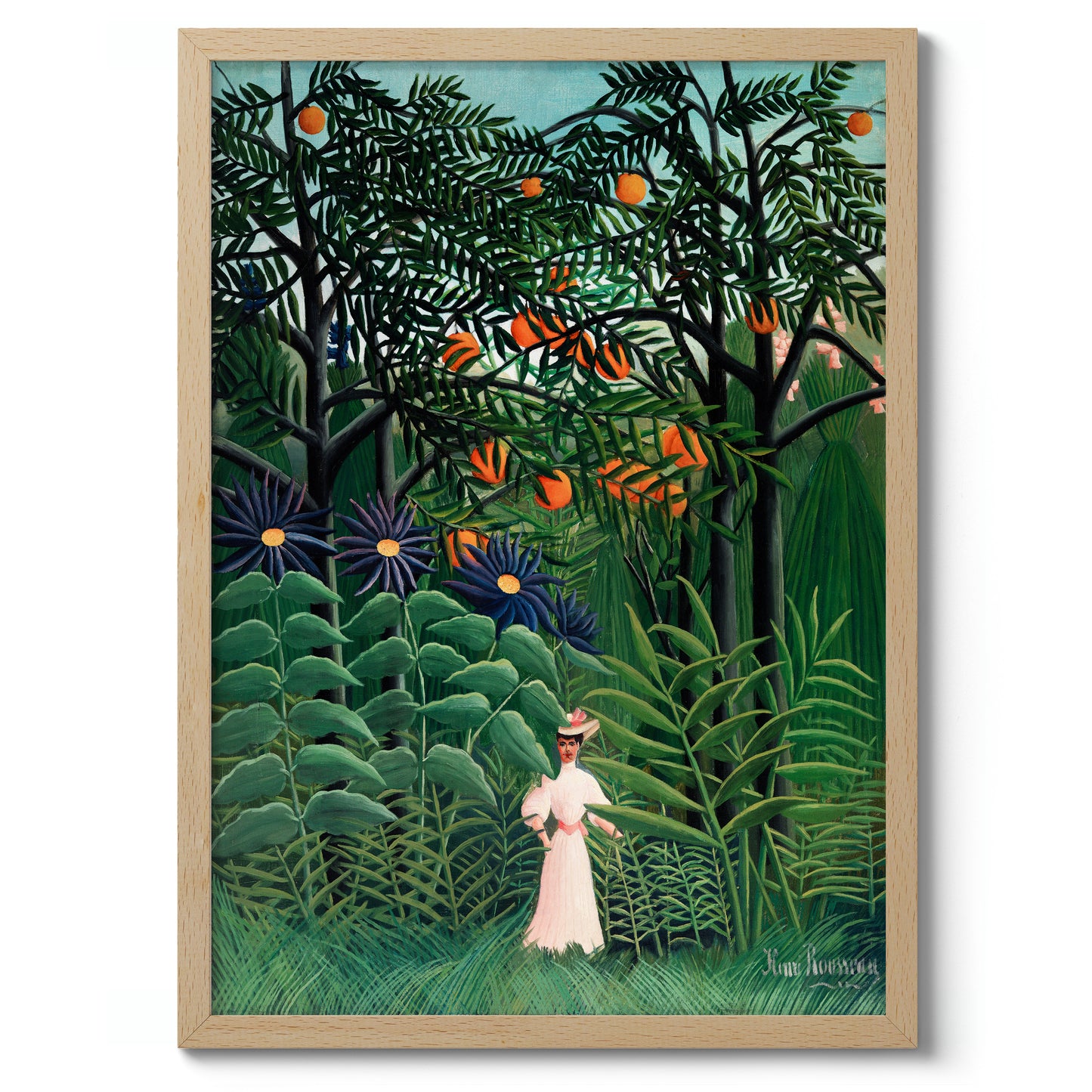 Kvinna i en exotisk skog