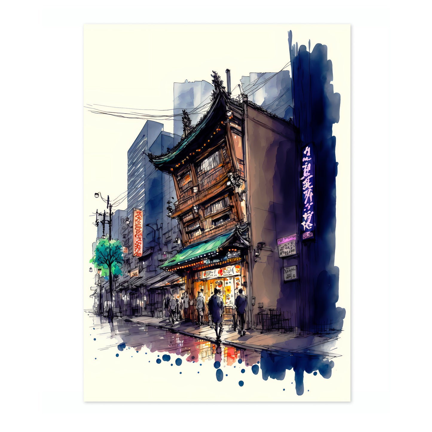 Ramen Shop Watercolour