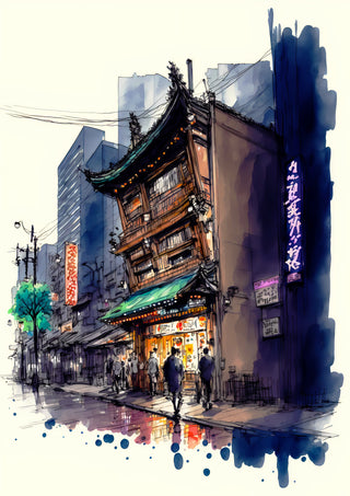 Ramenwinkel aquarel print